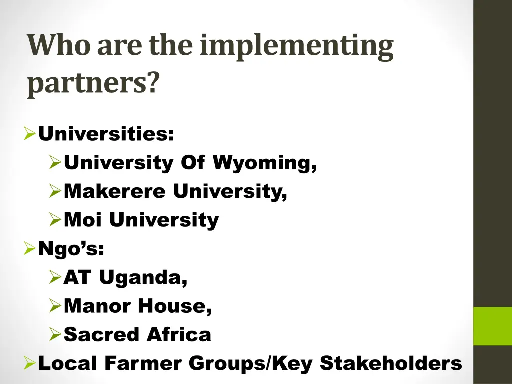 who are the implementing partners