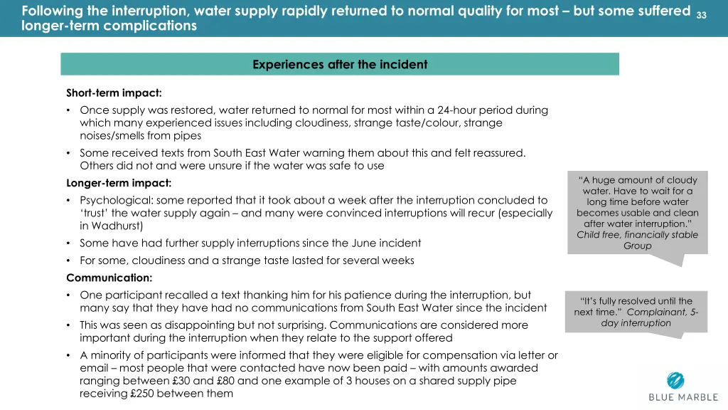 following the interruption water supply rapidly