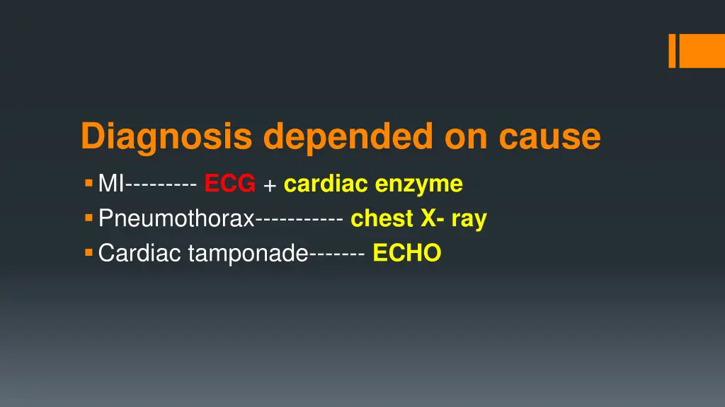 diagnosis depended on cause mi ecg cardiac enzyme