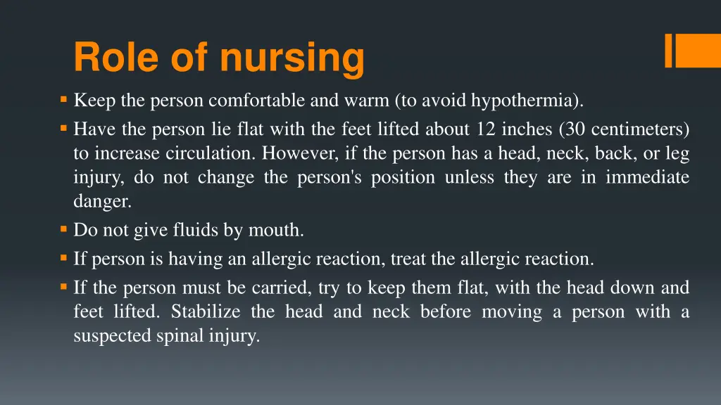 role of nursing keep the person comfortable
