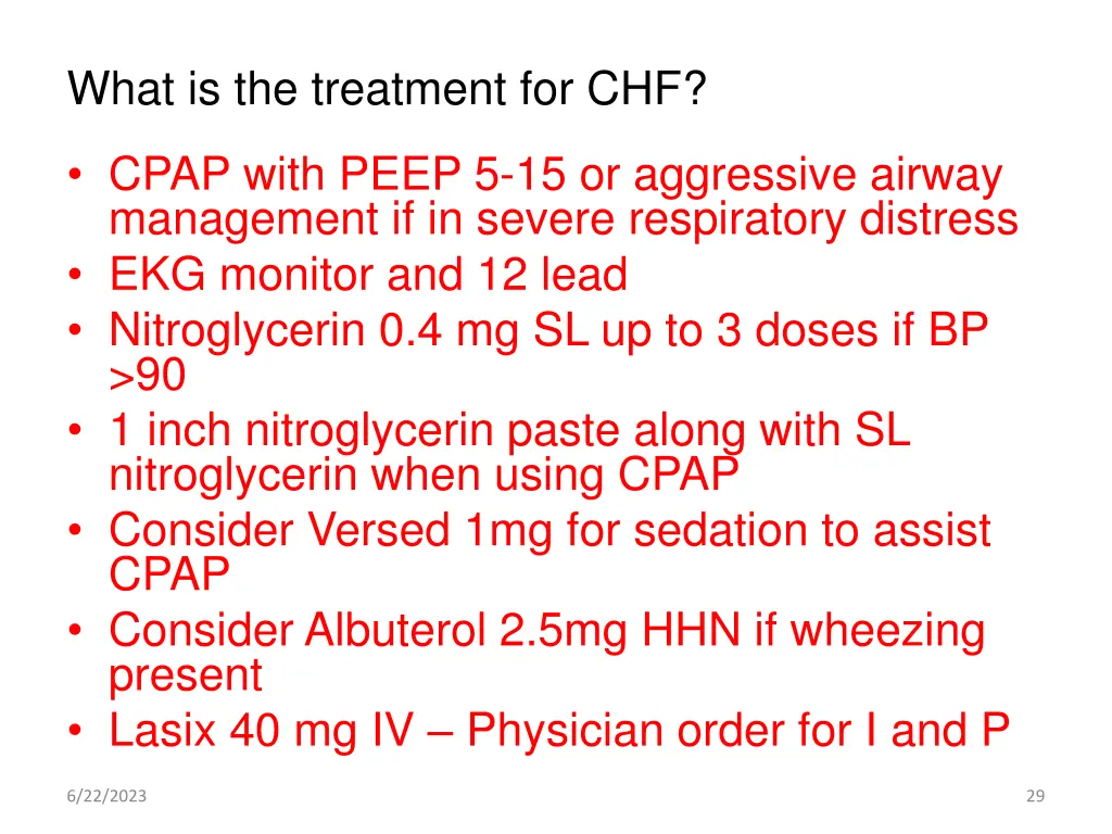 what is the treatment for chf