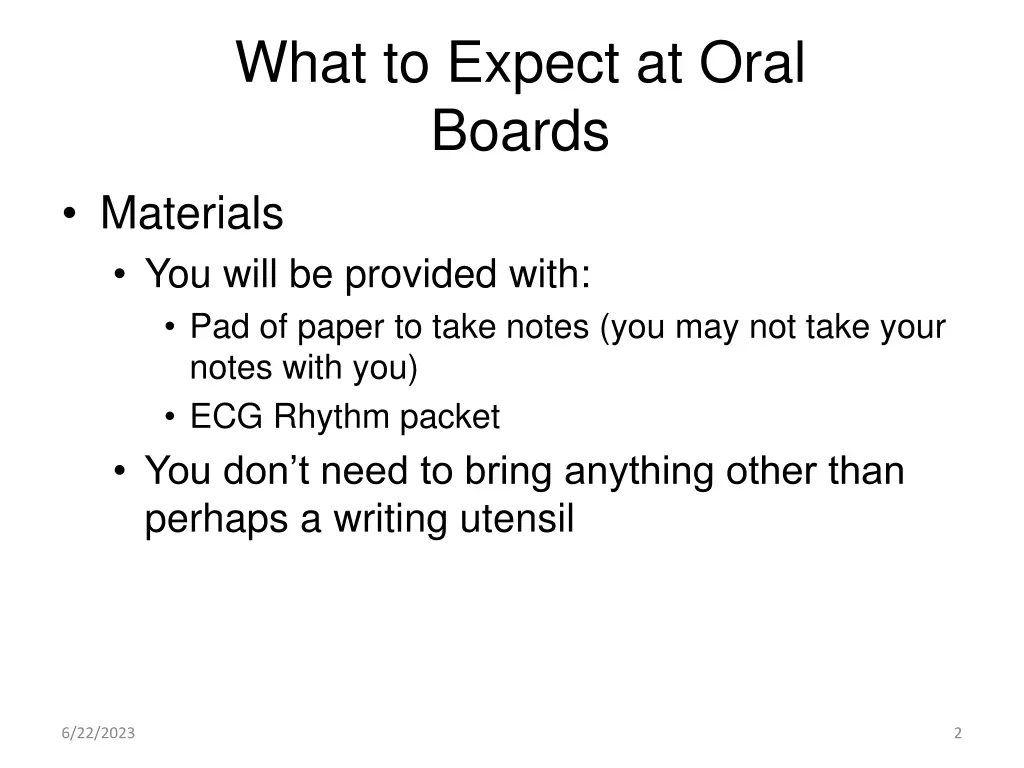 what to expect at oral boards materials you will