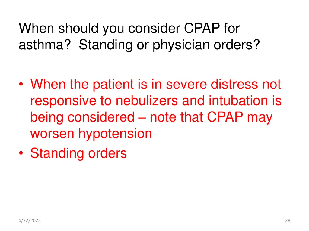 when should you consider cpap for asthma standing