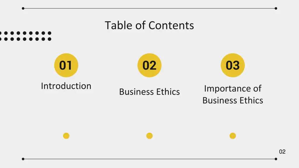 table of contents