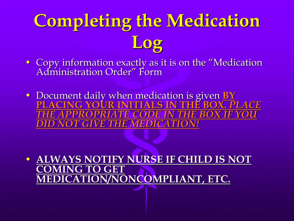 completing the medication log copy information