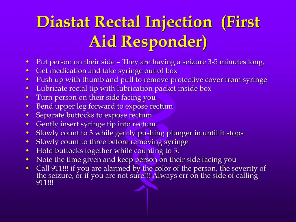 diastat rectal injection first aid responder