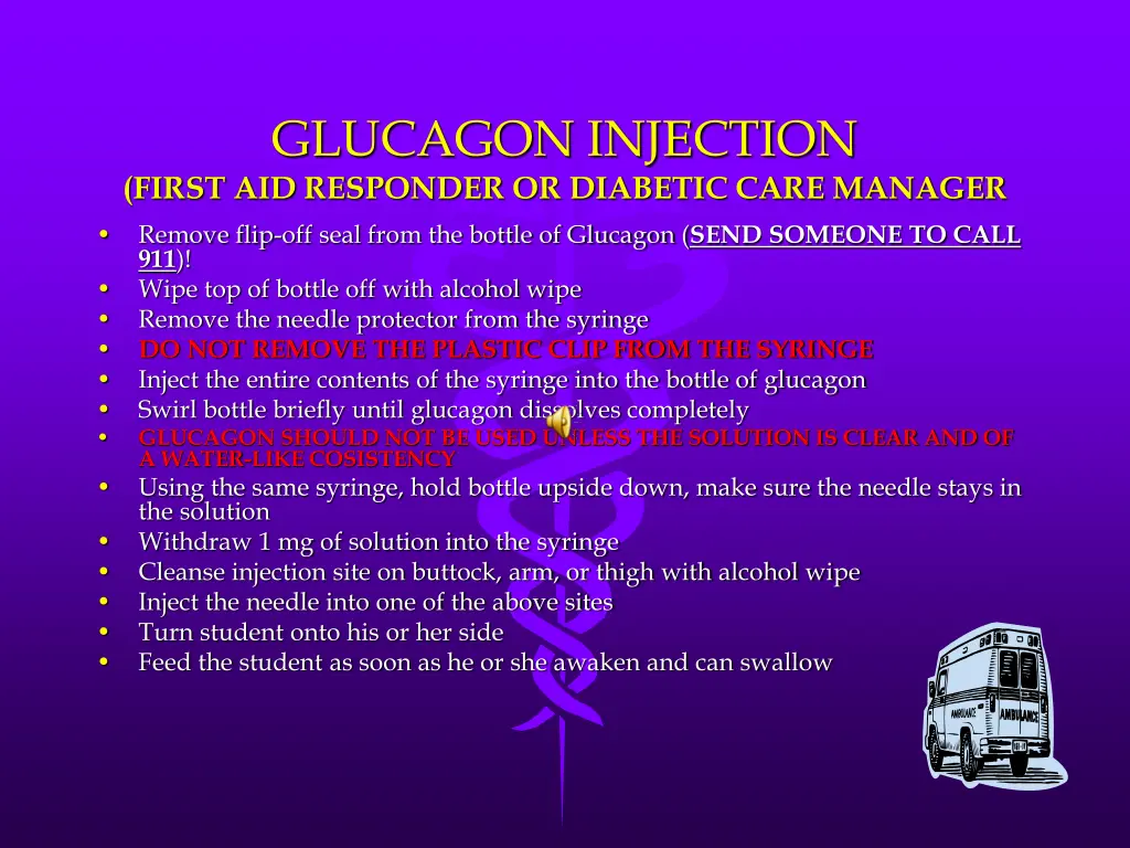 glucagon injection first aid responder