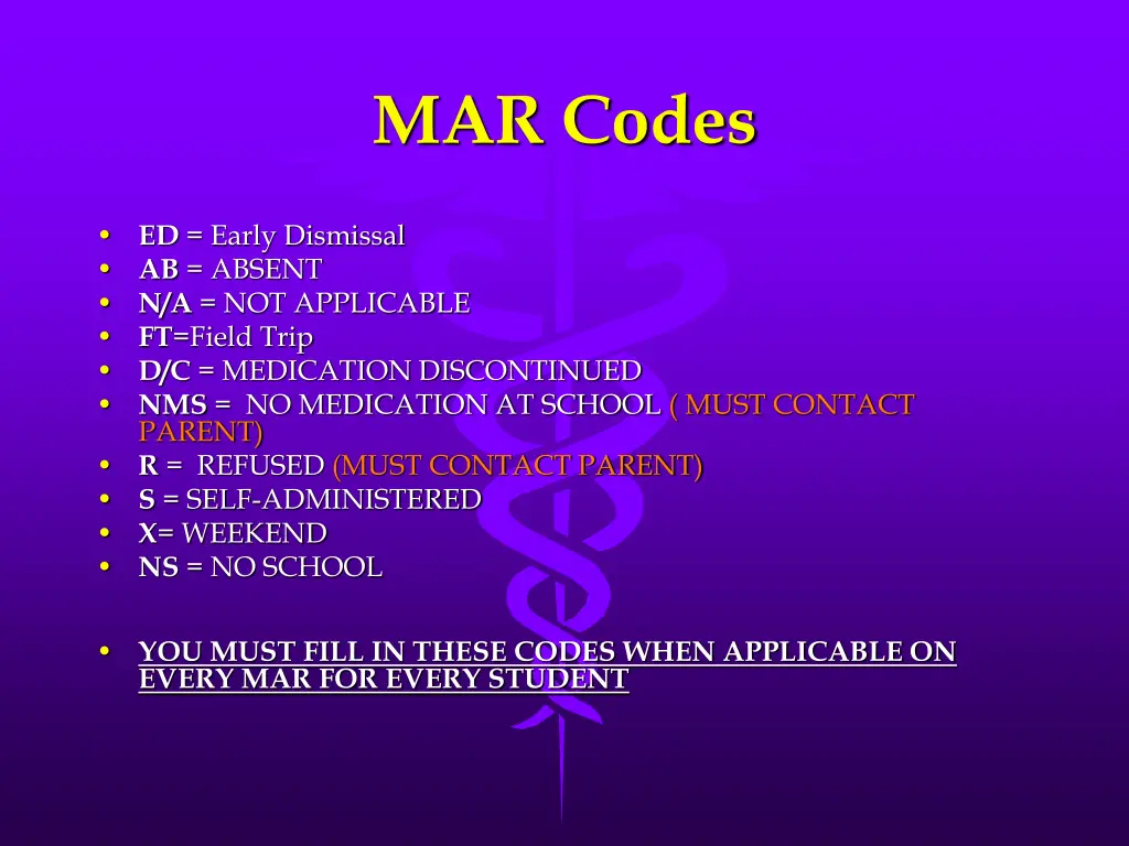 mar codes