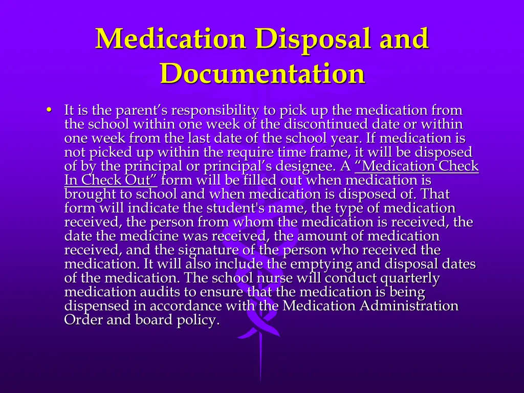 medication disposal and documentation
