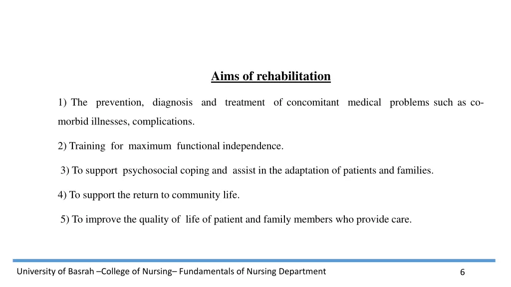 aims of rehabilitation