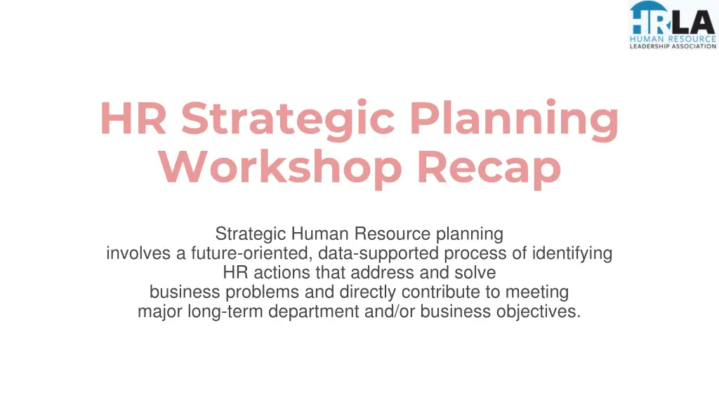 hr strategic planning workshop recap