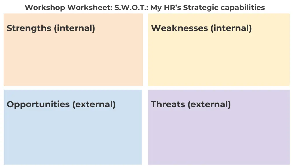 workshop worksheet s w o t my hr s strategic
