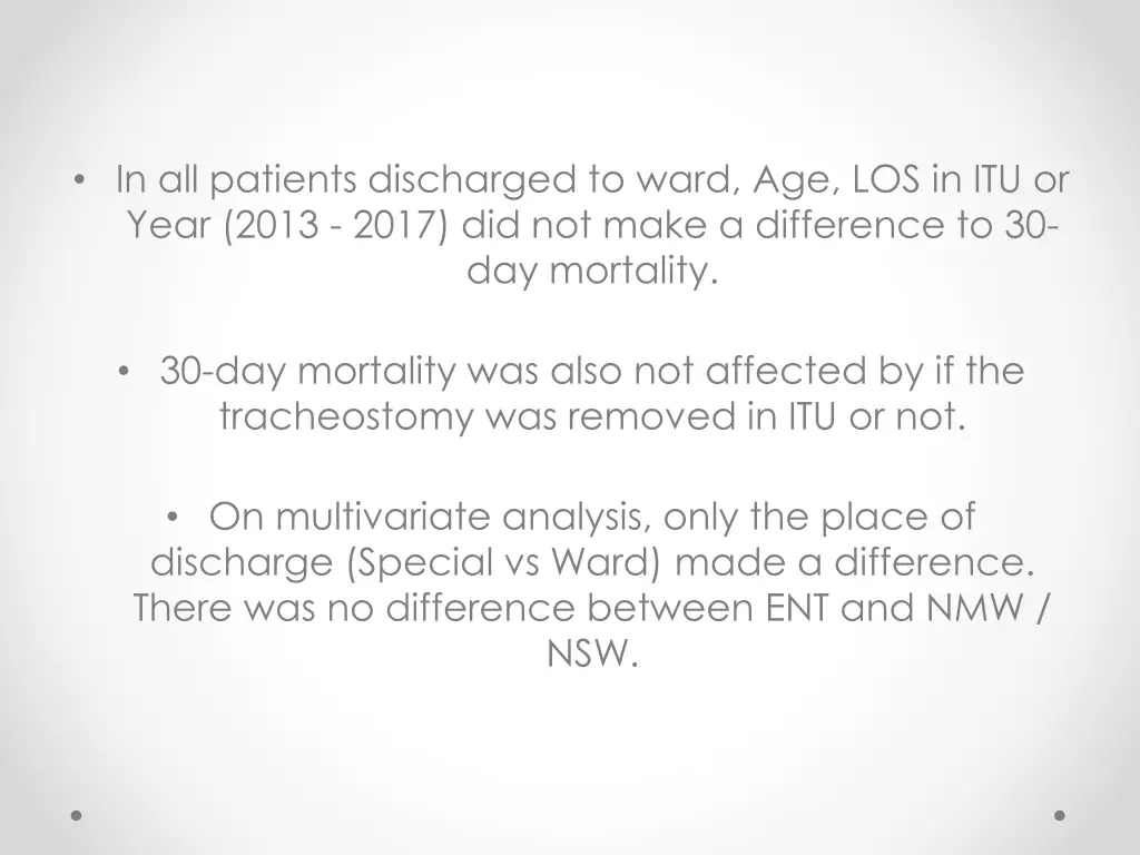 in all patients discharged to ward