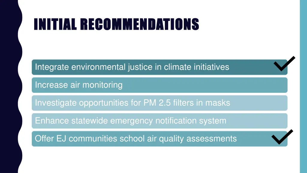 initial recommendations initial recommendations