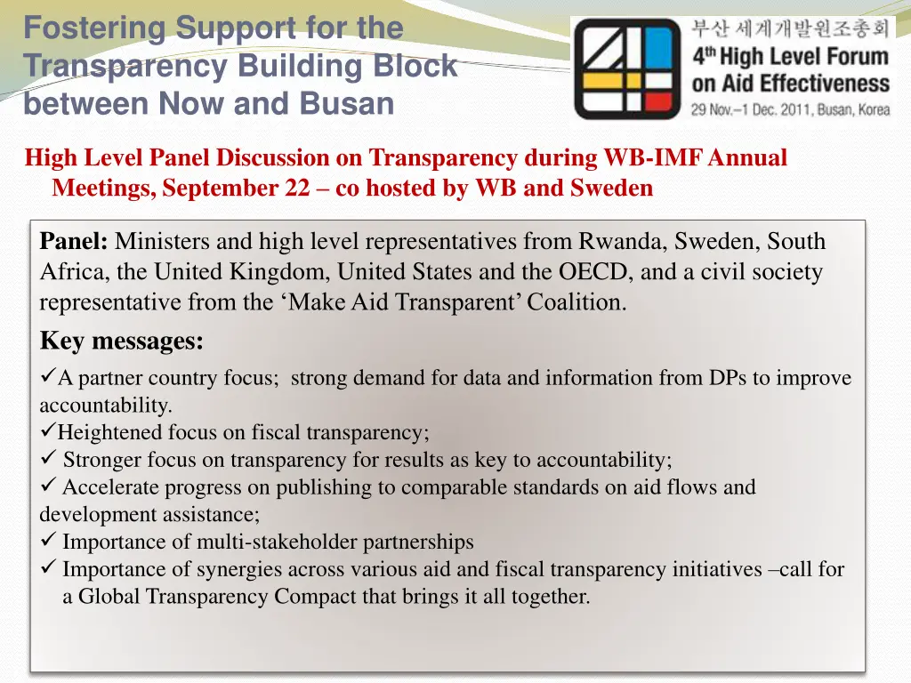 fostering support for the transparency building