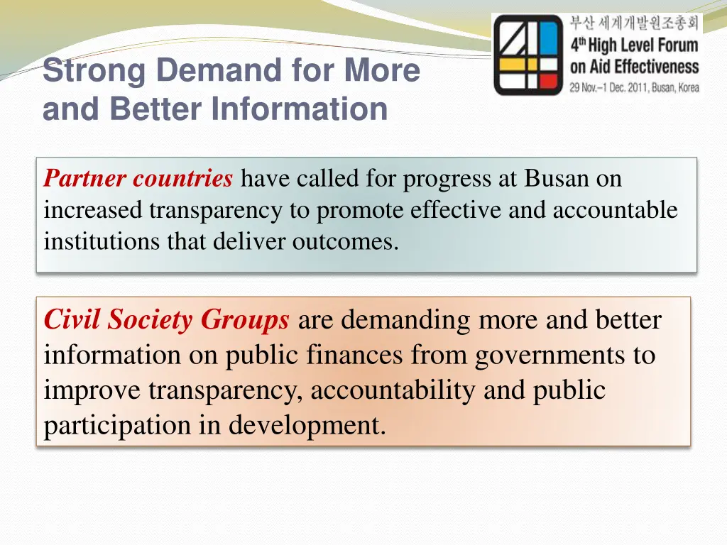 strong demand for more and better information