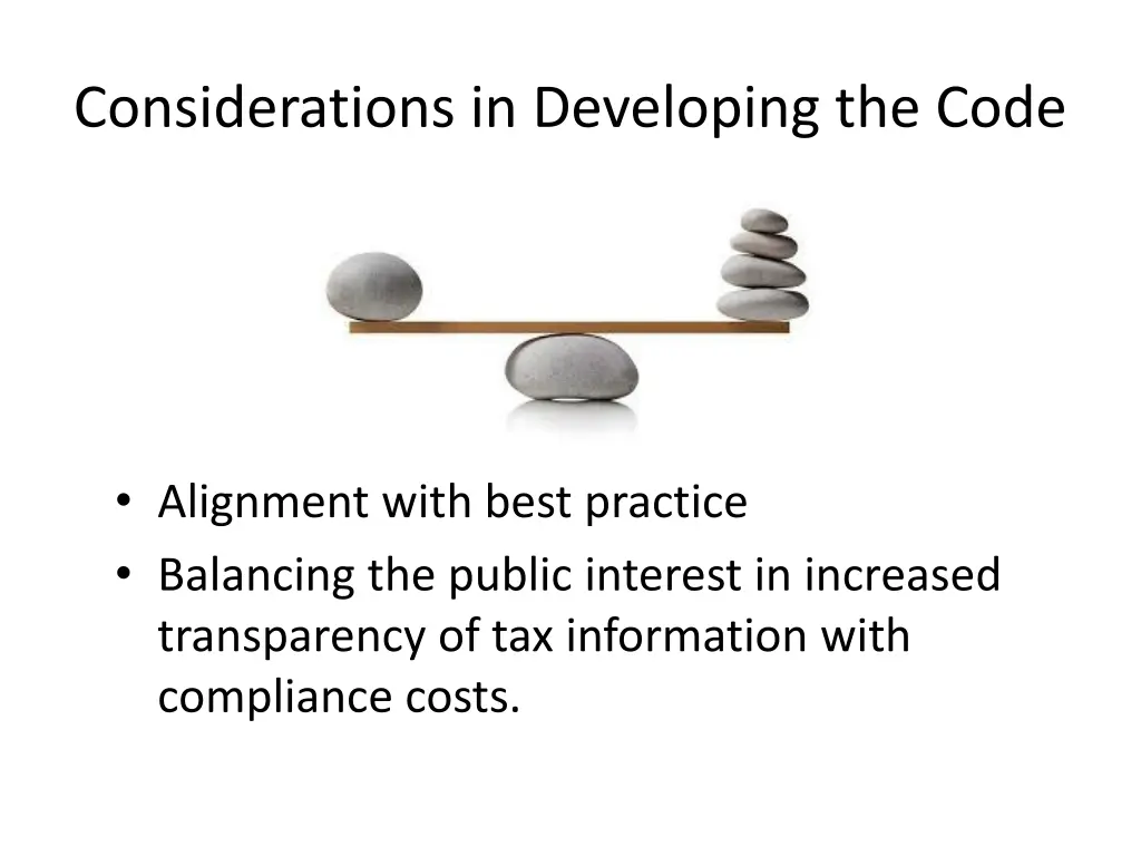 considerations in developing the code