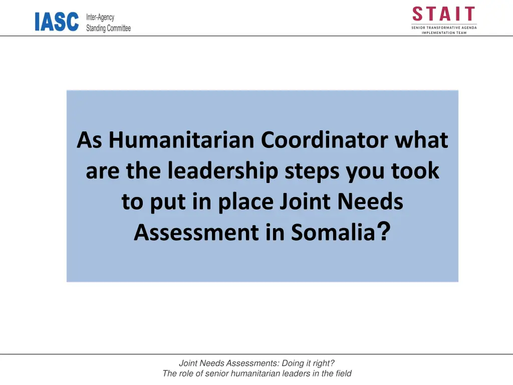 as humanitarian coordinator what