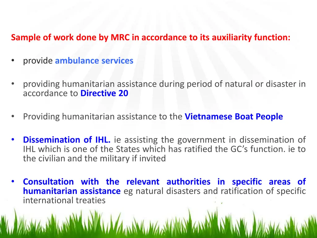 sample of work done by mrc in accordance