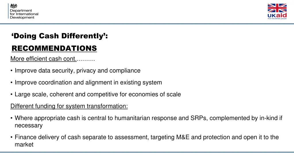 doing cash differently recommendations more