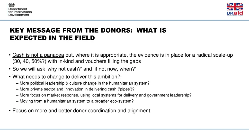 key message from the donors what is expected