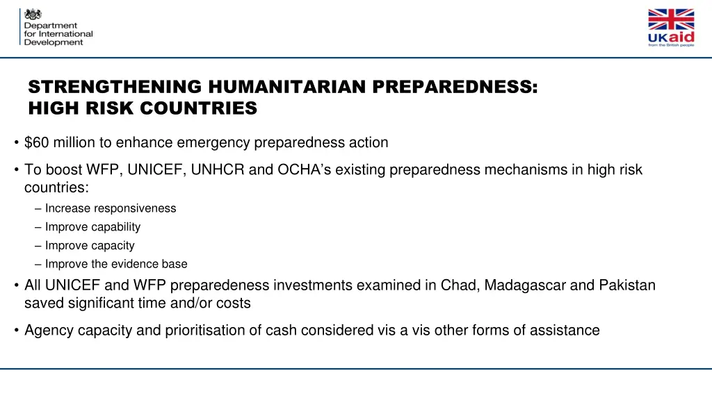 strengthening humanitarian preparedness high risk
