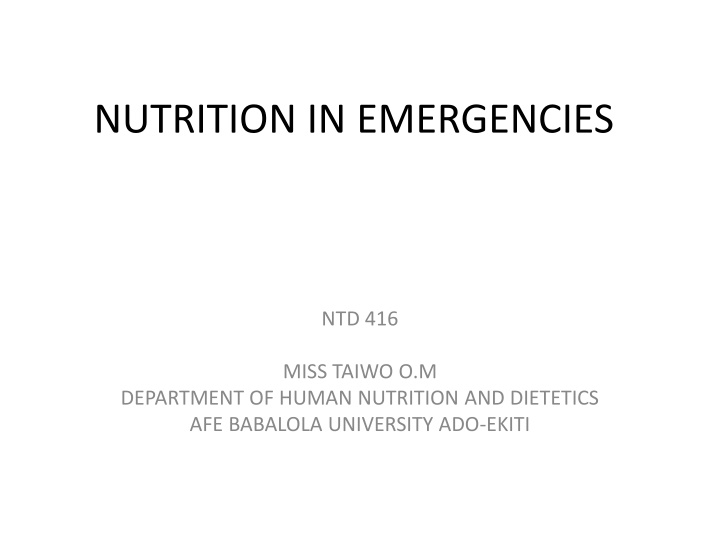 nutrition in emergencies
