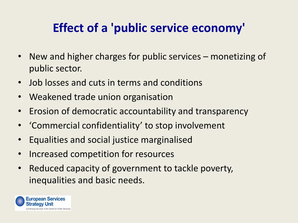 effect of a public service economy