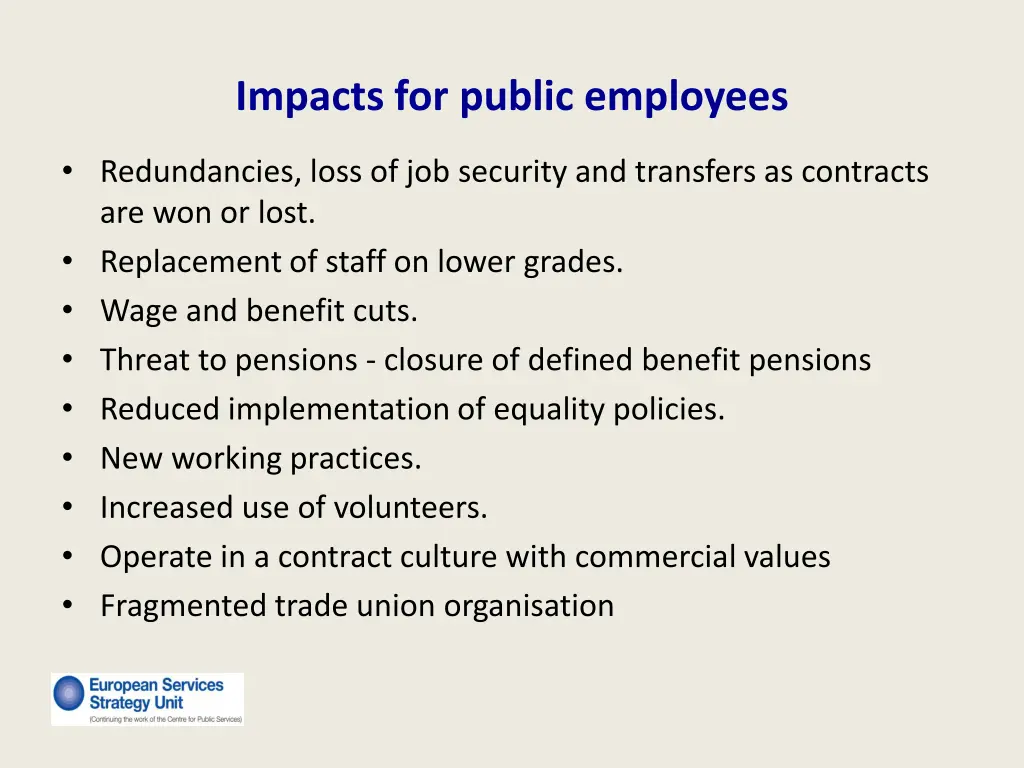 impacts for public employees