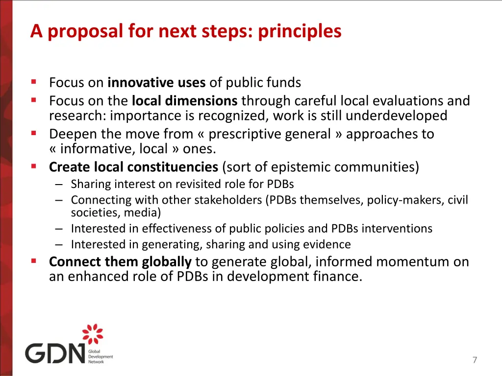a proposal for next steps principles