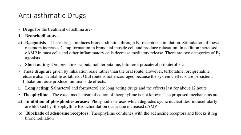 anti asthmatic drugs