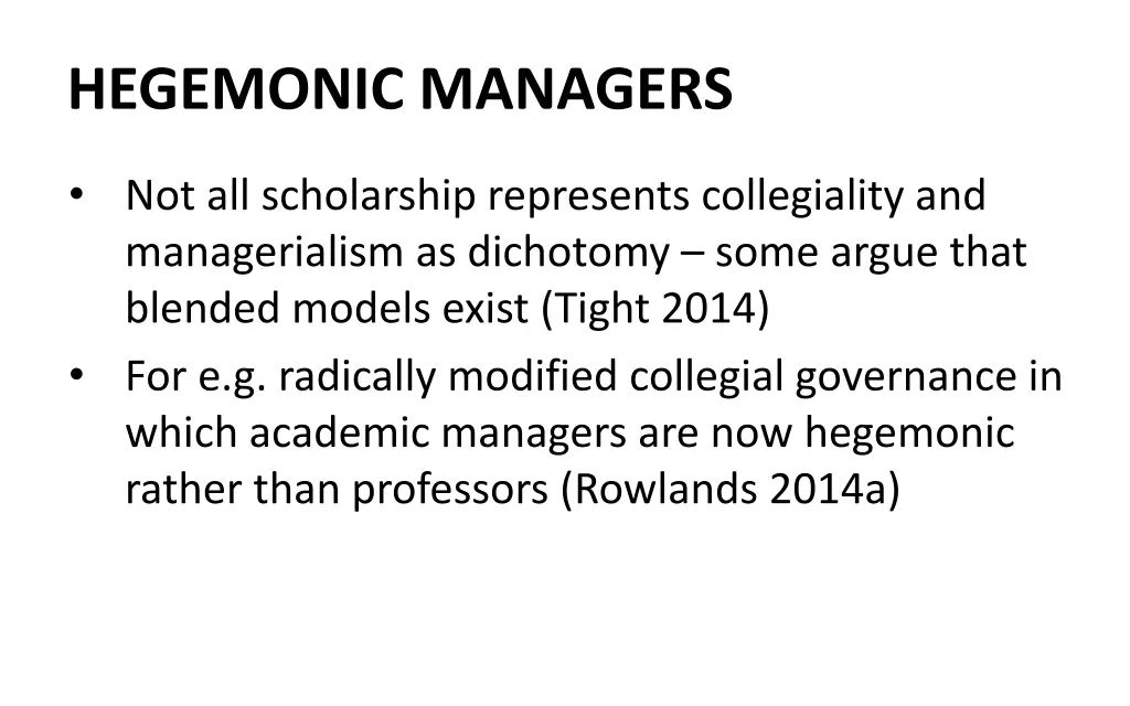 hegemonic managers