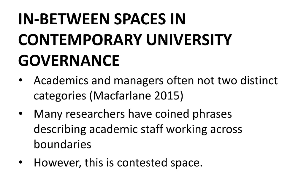 in between spaces in contemporary university
