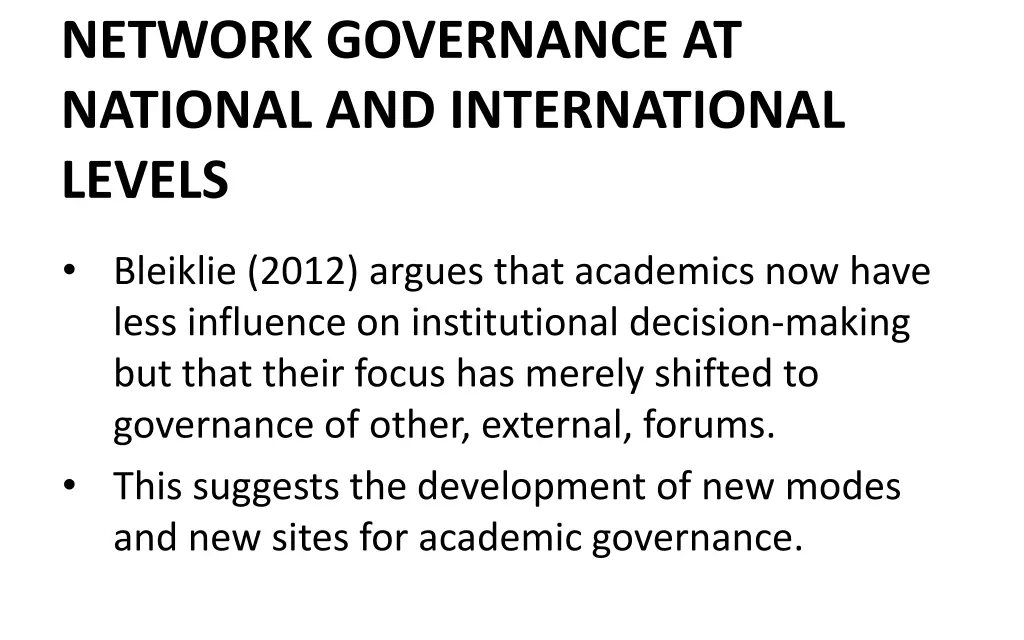network governance at national and international
