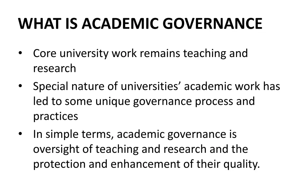 what is academic governance