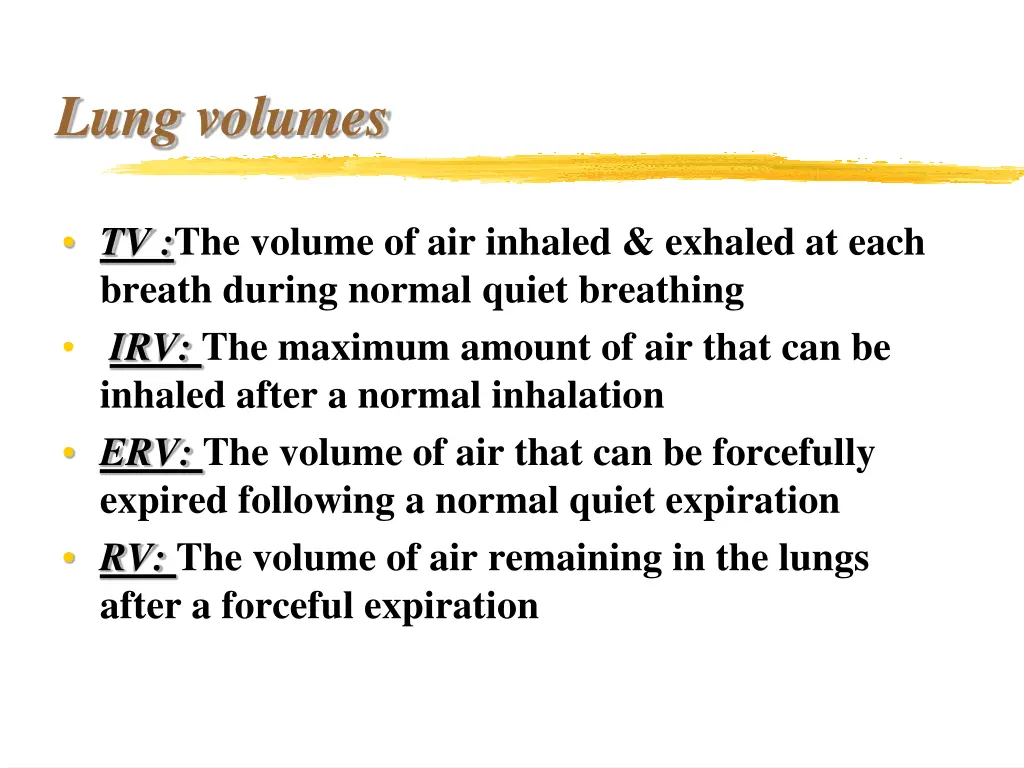 lung volumes