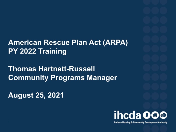 american rescue plan act arpa py 2022 training