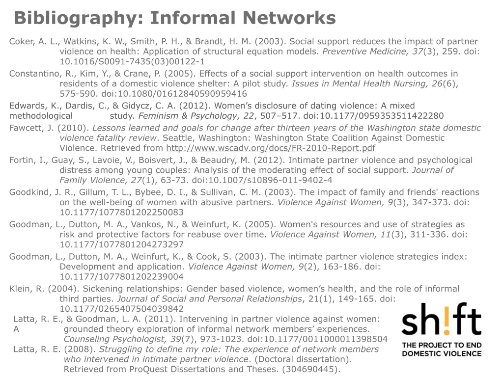 bibliography informal networks 1