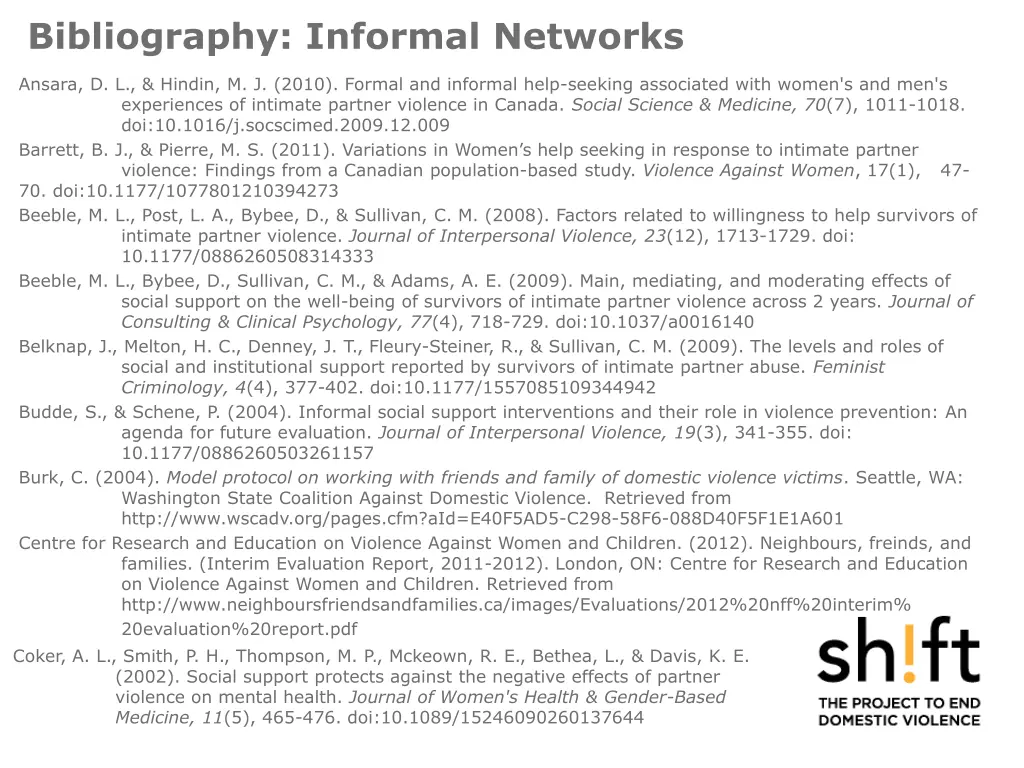 bibliography informal networks
