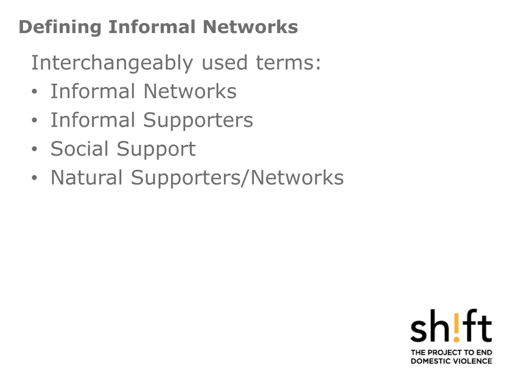 defining informal networks