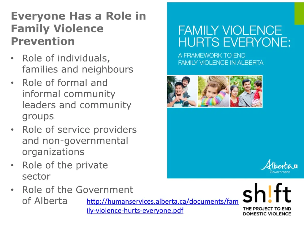 everyone has a role in family violence prevention