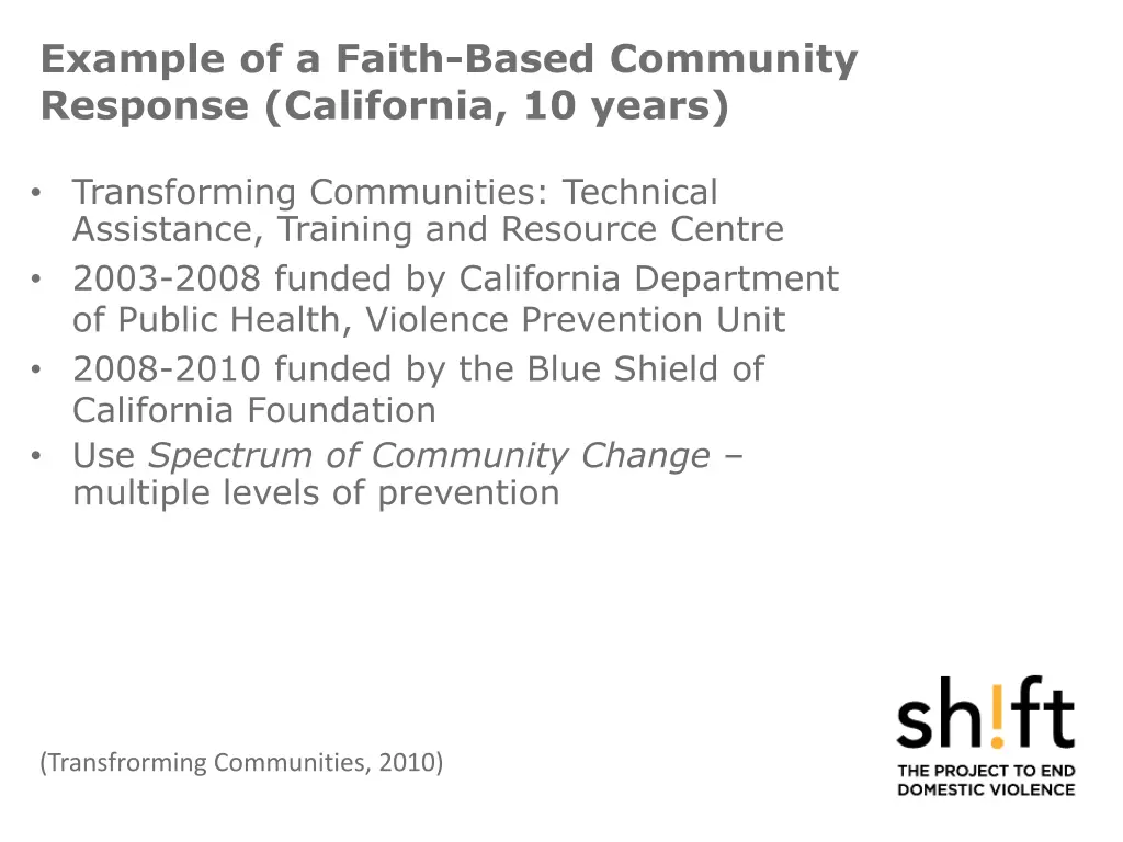 example of a faith based community response