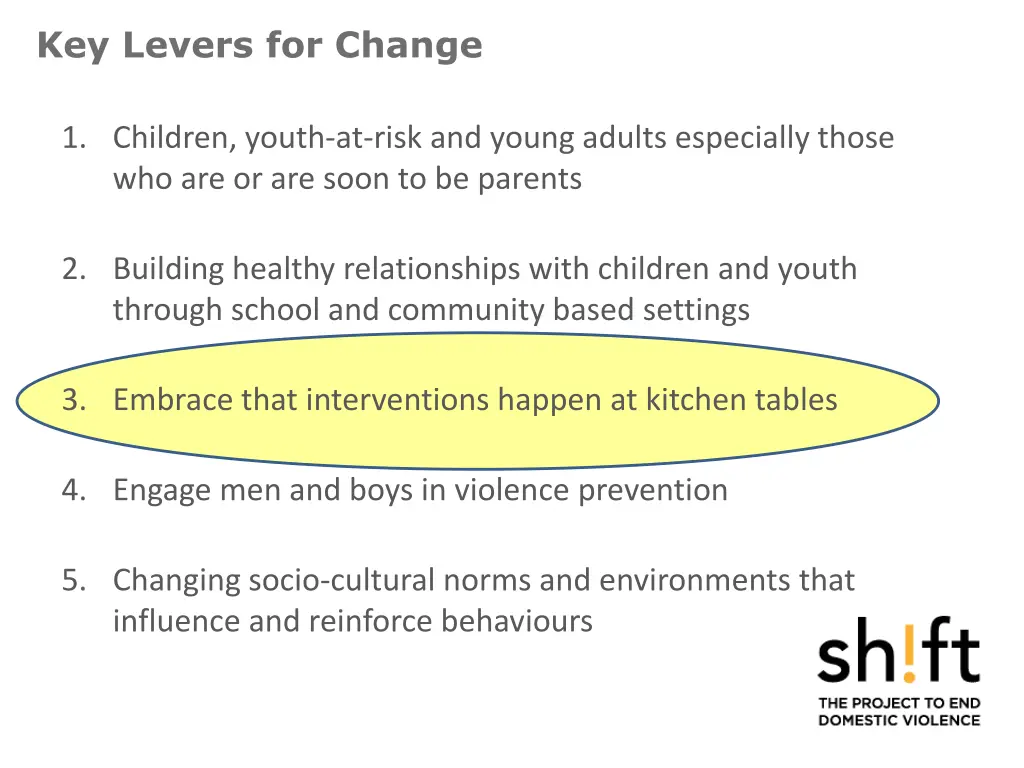 key levers for change