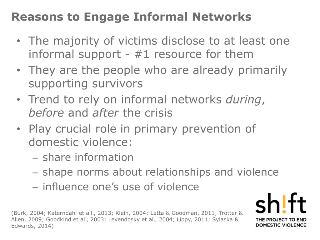 reasons to engage informal networks