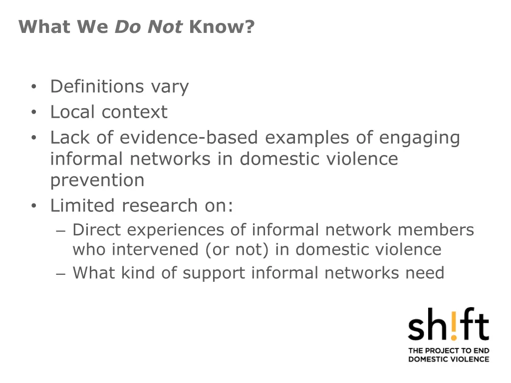 what we do not know