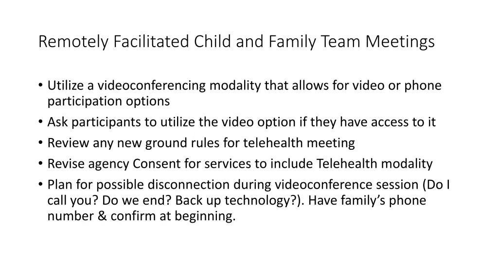 remotely facilitated child and family team