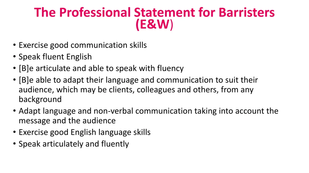 the professional statement for barristers e w