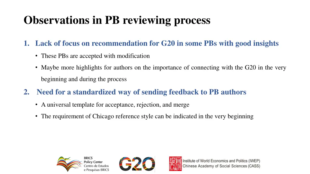 observations in pb reviewing process