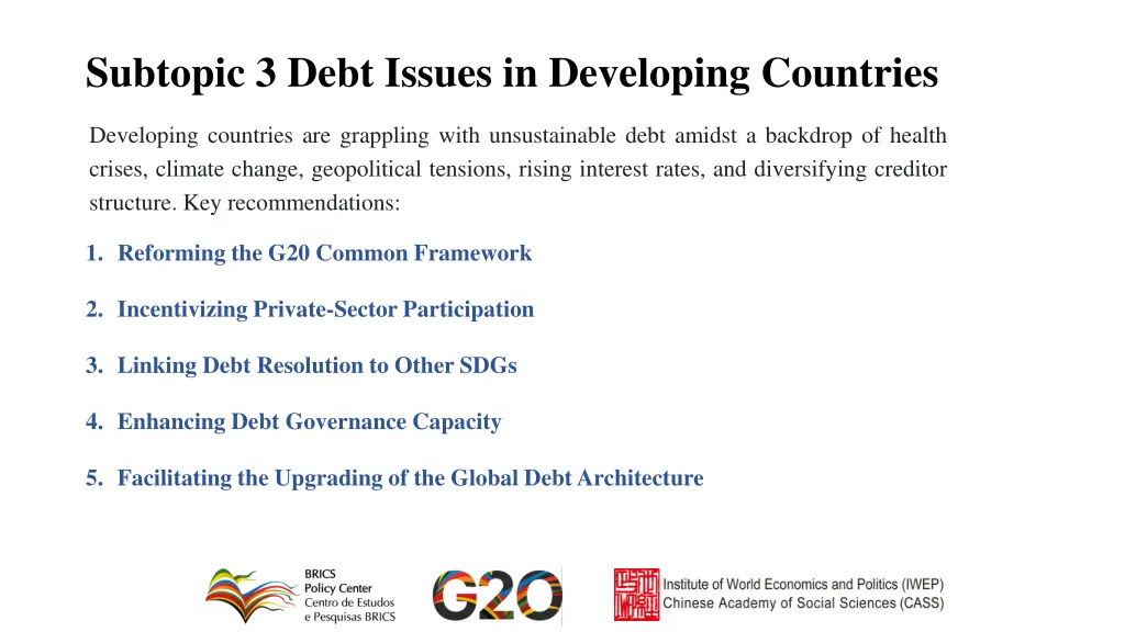 subtopic 3 debt issues in developing countries