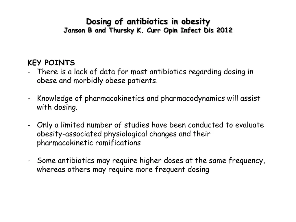 dosing of antibiotics in obesity janson